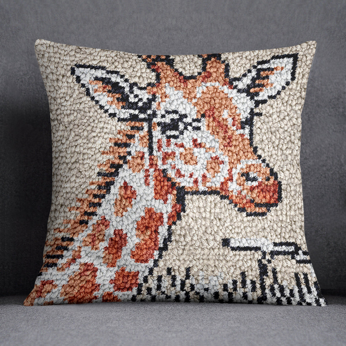 Whimsical Giraffe Tapestry - Latch Hook Pillow Kit