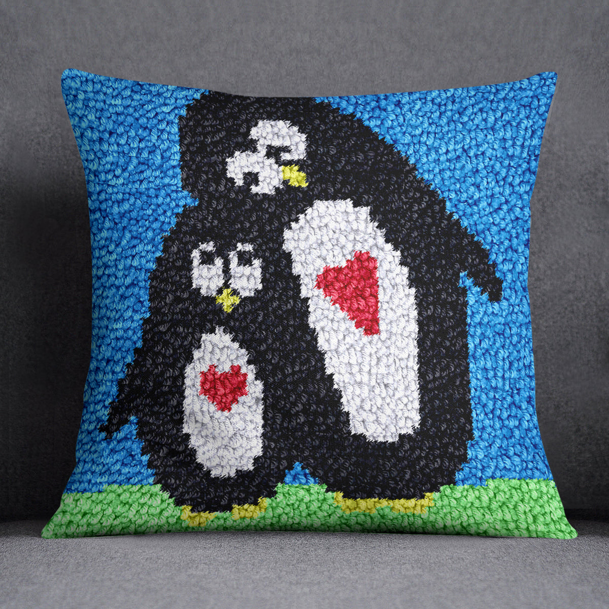 Love in the Arctic: Penguin Duo - Latch Hook Pillow Kit