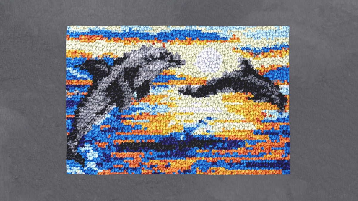 Dolphins at Sunset - Latch Hook Rug Kit