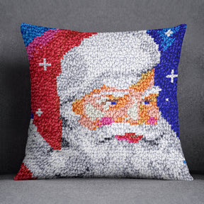 Festive Santa Stitched Portrait - Latch Hook Pillow Kit