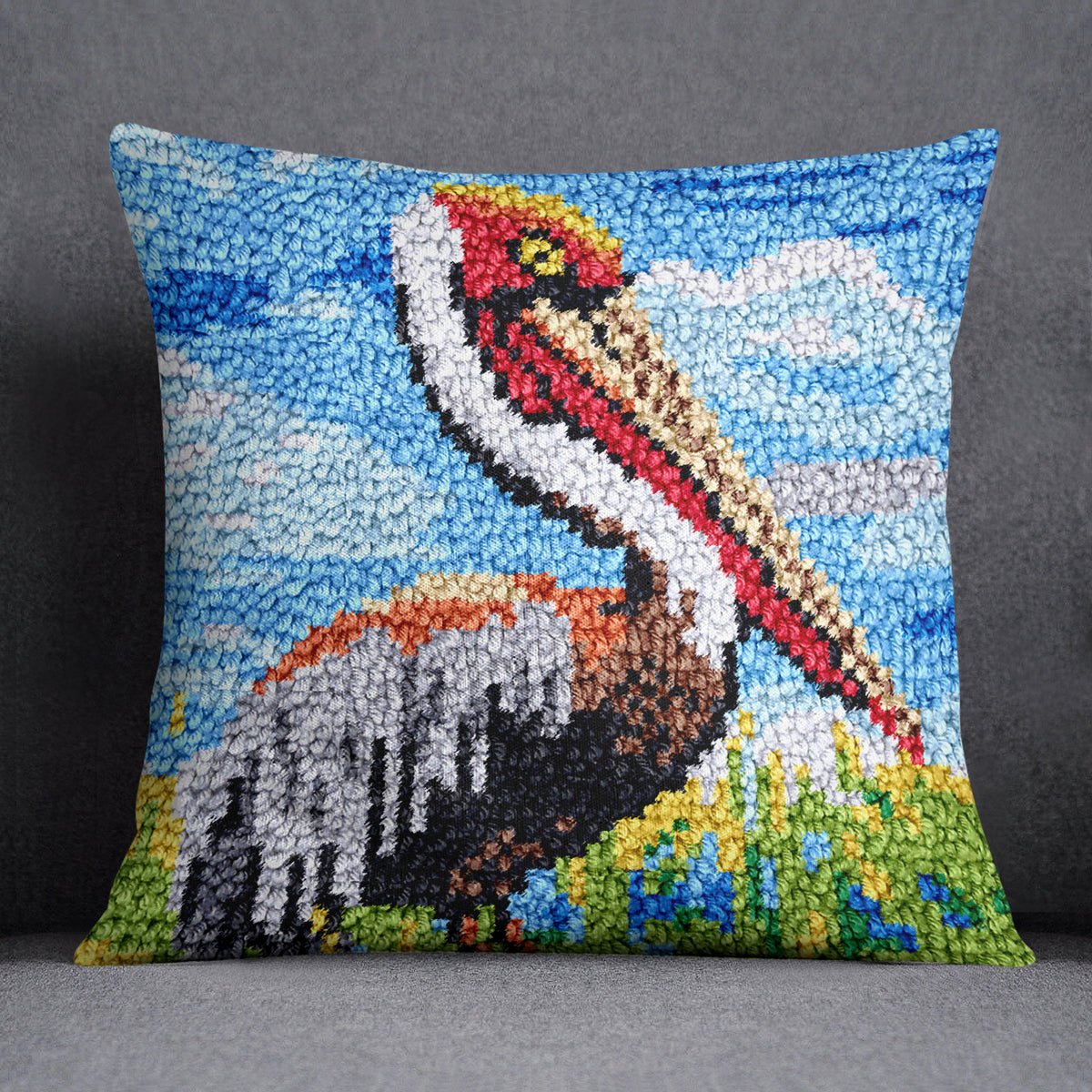 Majestic Pelican in Nature - Latch Hook Pillow Kit