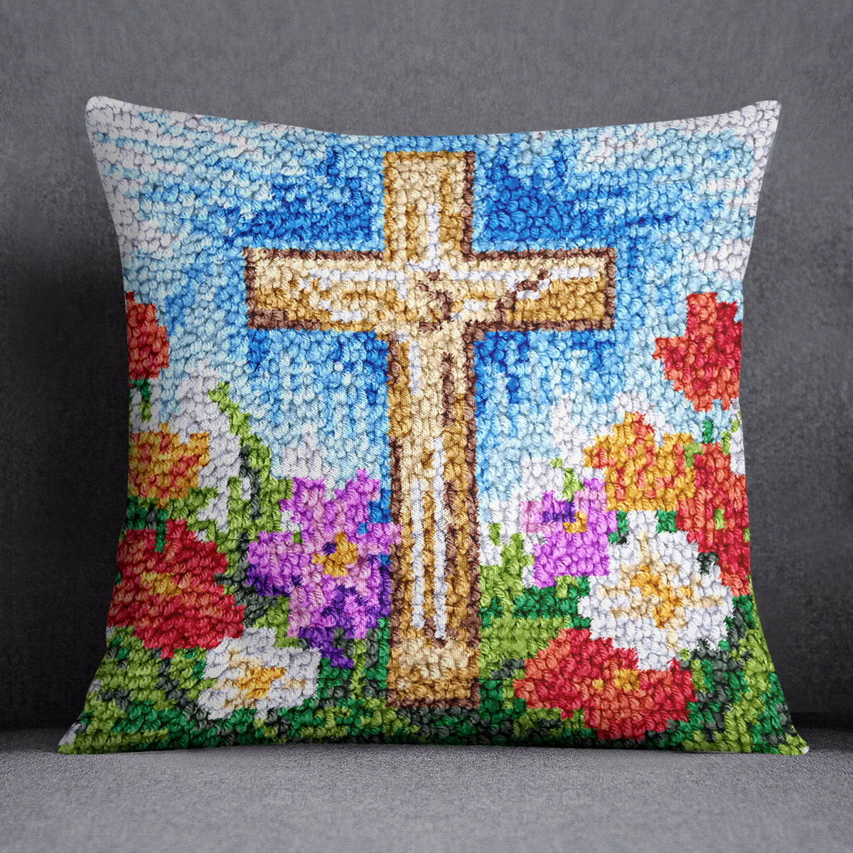 Blooming Faith - Latch Hook Pillow Kit