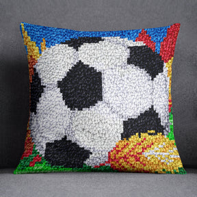 Vibrant Soccer Delight - Latch Hook Pillow Kit