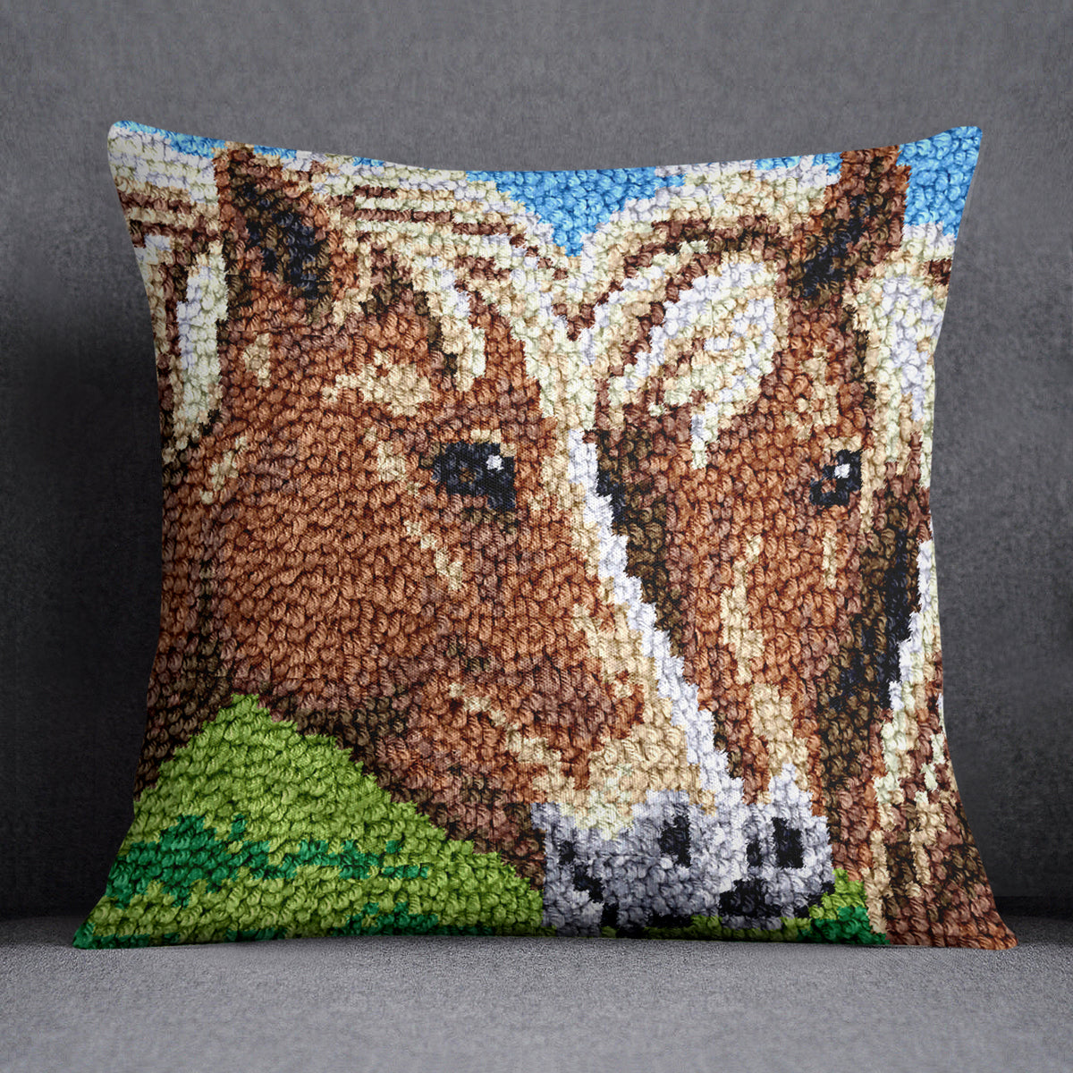 Twin Equine Harmony - Latch Hook Pillow Kit