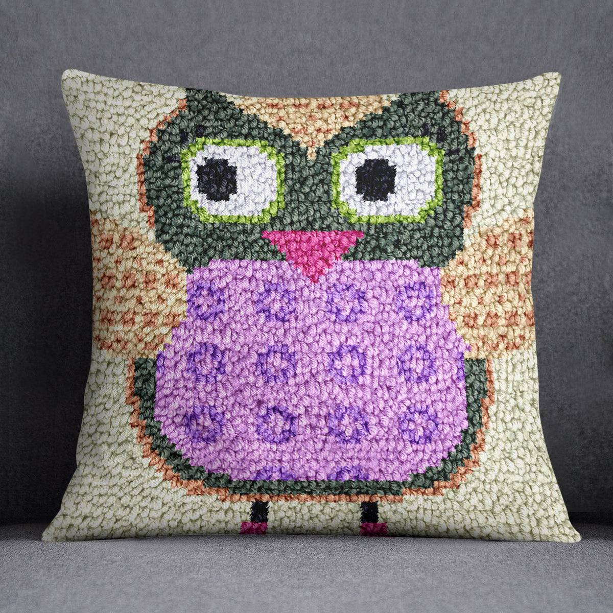 Whimsical Owl Art - Latch Hook Pillow Kit