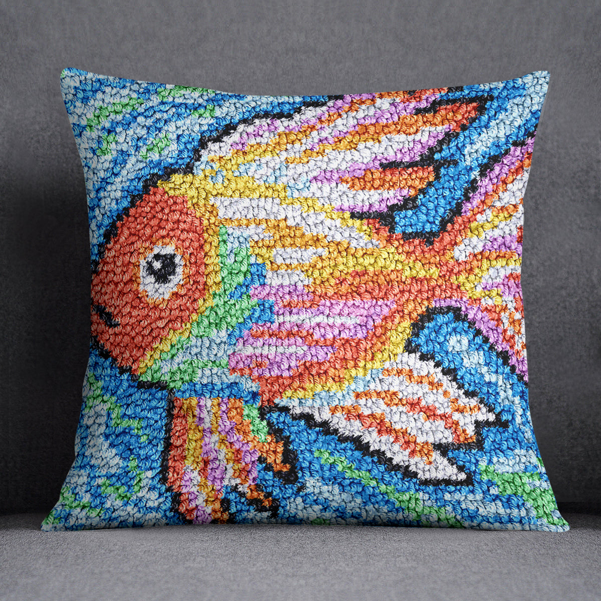 Vibrant Tropical Fish - Latch Hook Pillow Kit