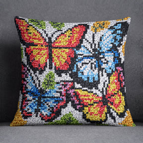 Colorful Butterfly Symphony - Latch Hook Pillow Kit