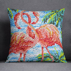 Whimsical Flamingo Pair - Latch Hook Pillow Kit