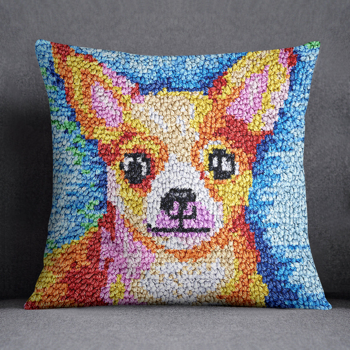 Vibrant Pooch - Latch Hook Pillow Kit