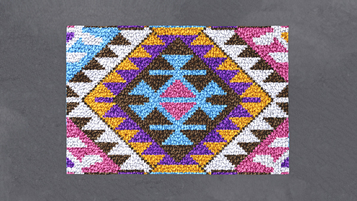 Vibrant Geometric Symphony - Latch Hook Rug Kit