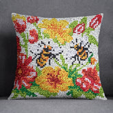 Buzzing Floral Delight - Latch Hook Pillow Kit