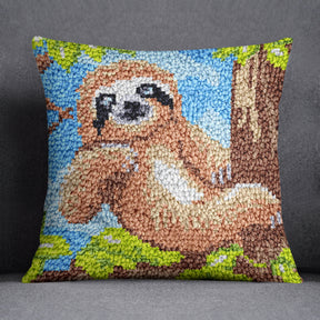 Charming Sloth in the Canopy - Latch Hook Pillow Kit