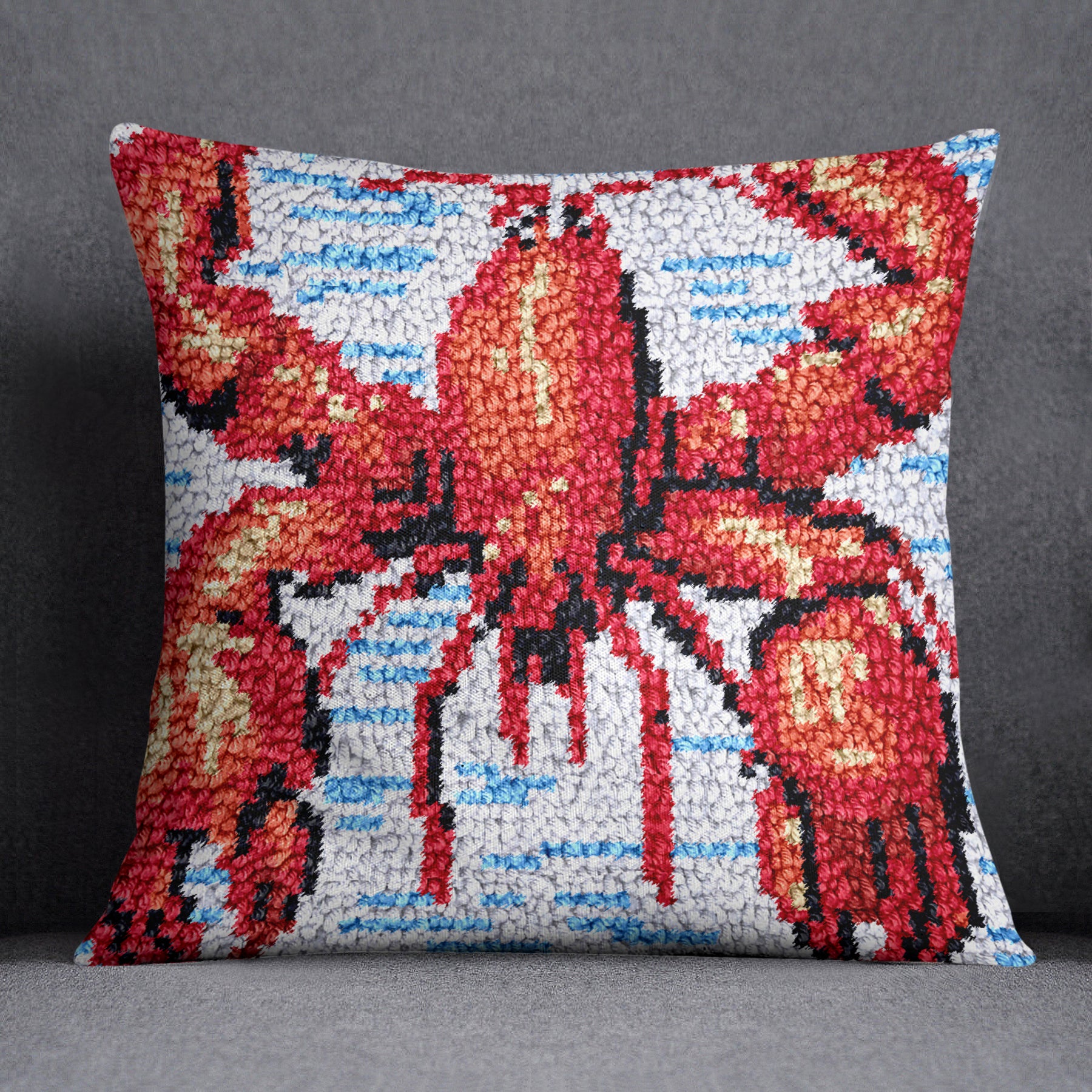 Vibrant Lobster Artwork - Latch Hook Pillow Kit