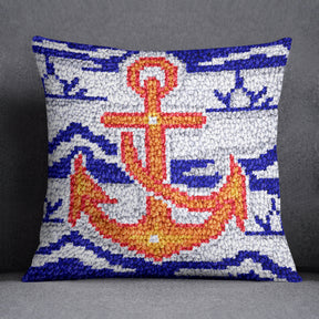 Nautical Dreams: Anchor and Waves - Latch Hook Pillow Kit