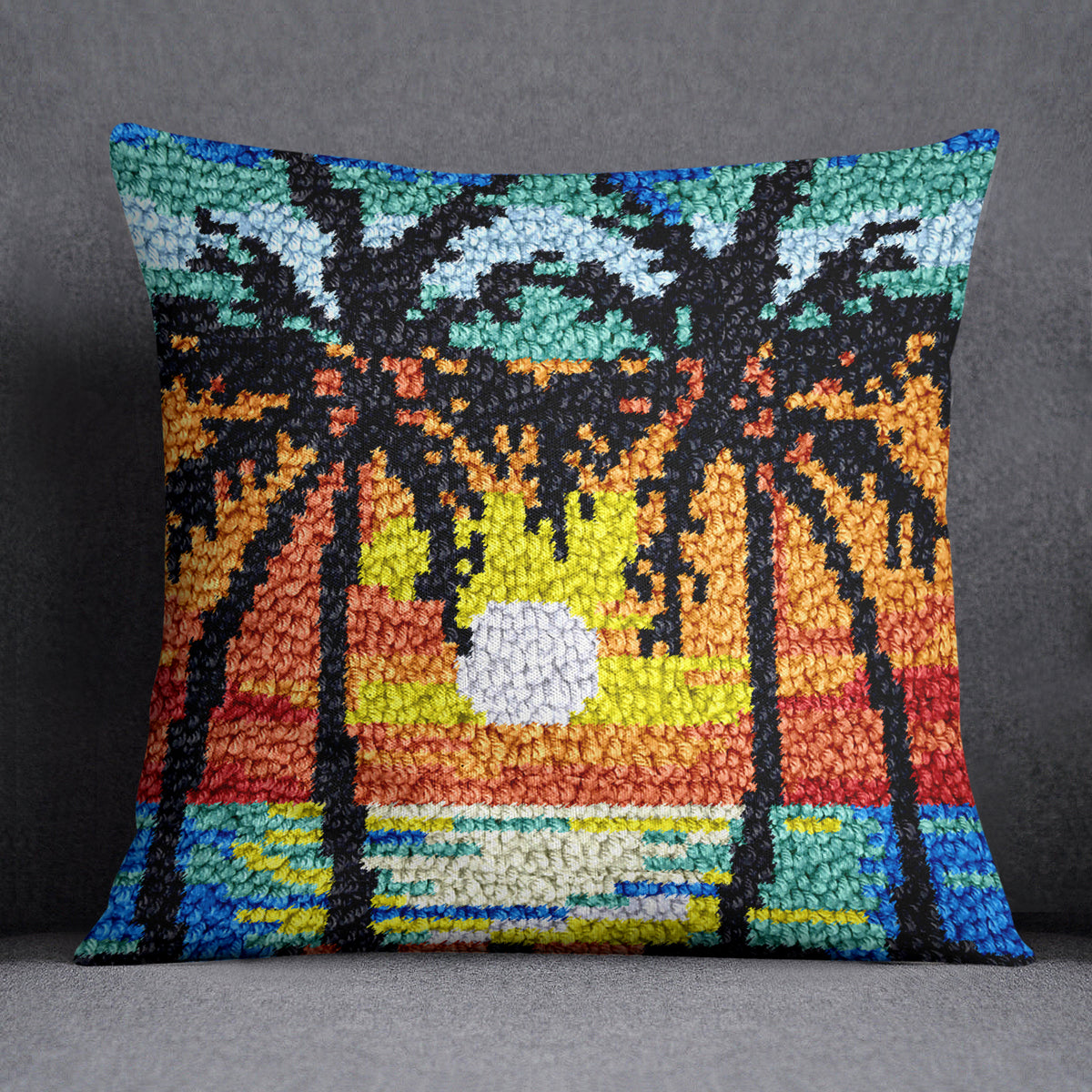 Tropical Sunset Bliss - Latch Hook Pillow Kit