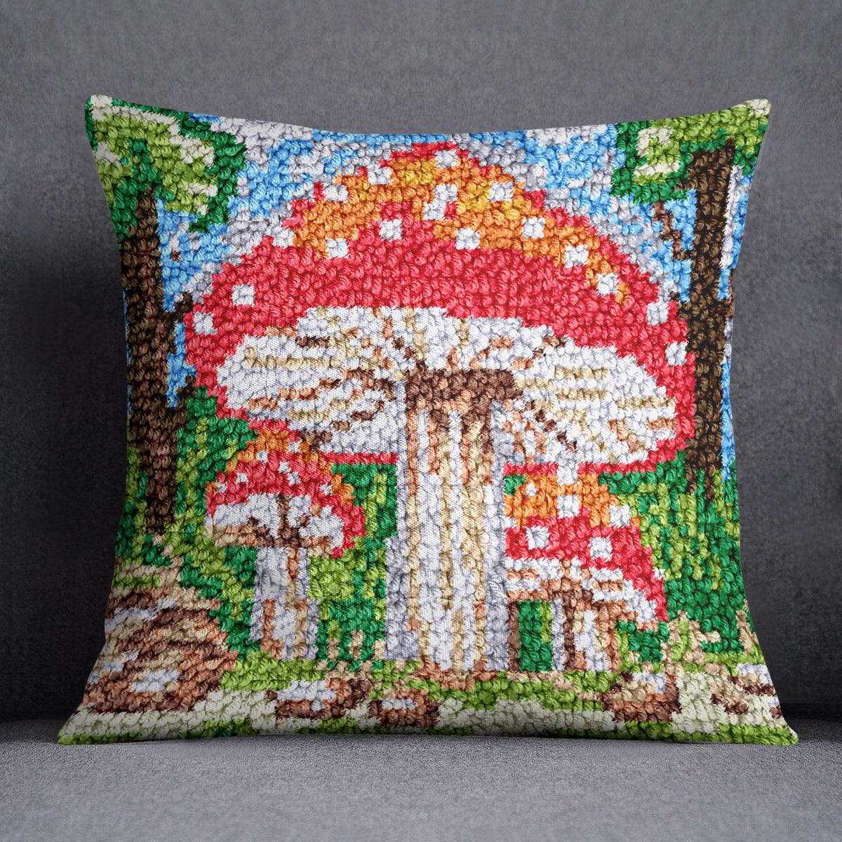 Enchanted Mushroom Grove - Latch Hook Pillow Kit