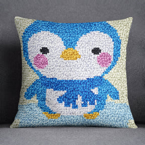 Charming Penguin Plush Art - Latch Hook Pillow Kit