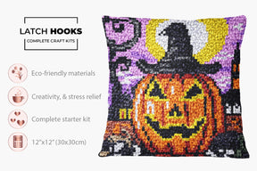 Whimsical Halloween Pumpkin - Latch Hook Pillow Kit