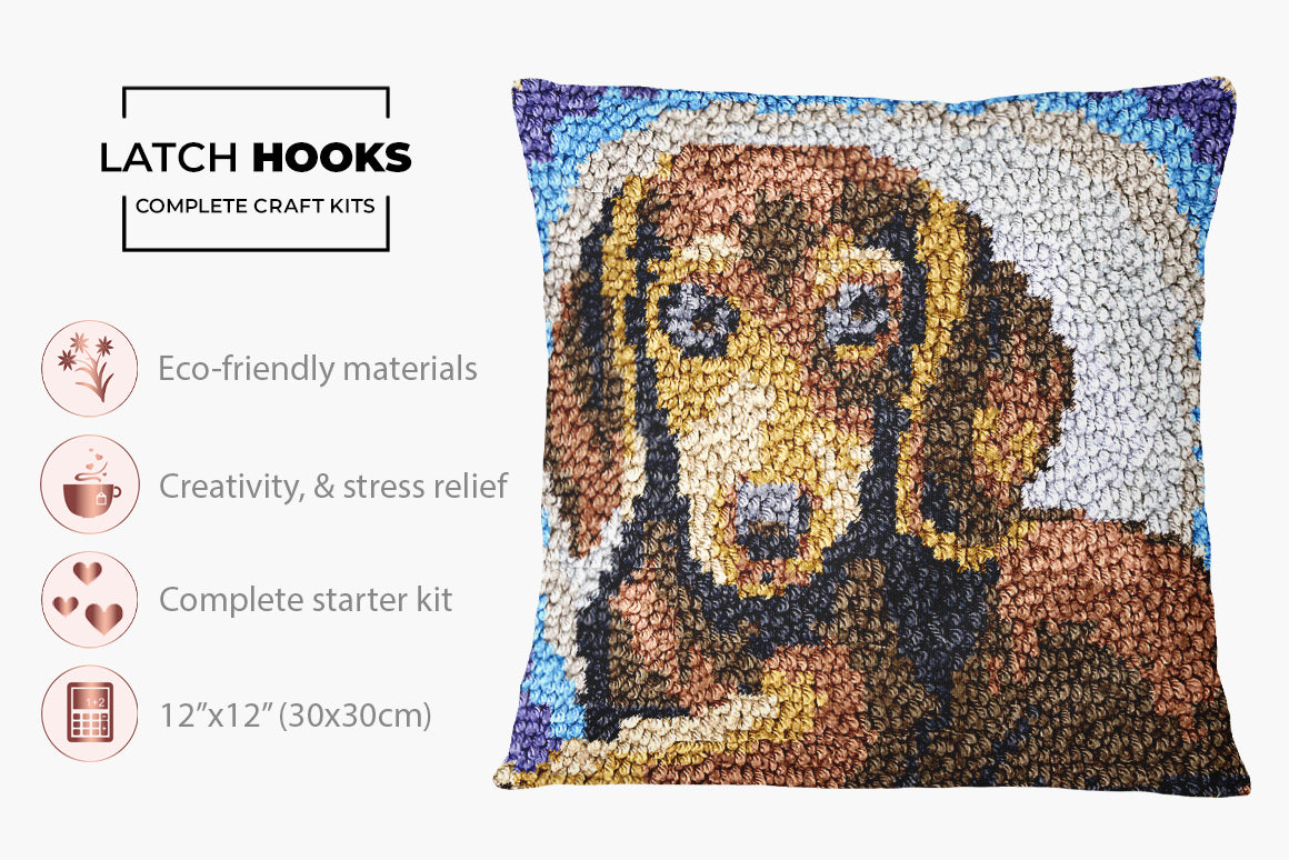 Dachshund Delight - Latch Hook Pillow Kit