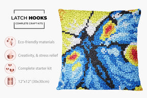 Vibrant Butterfly Art - Latch Hook Pillow Kit