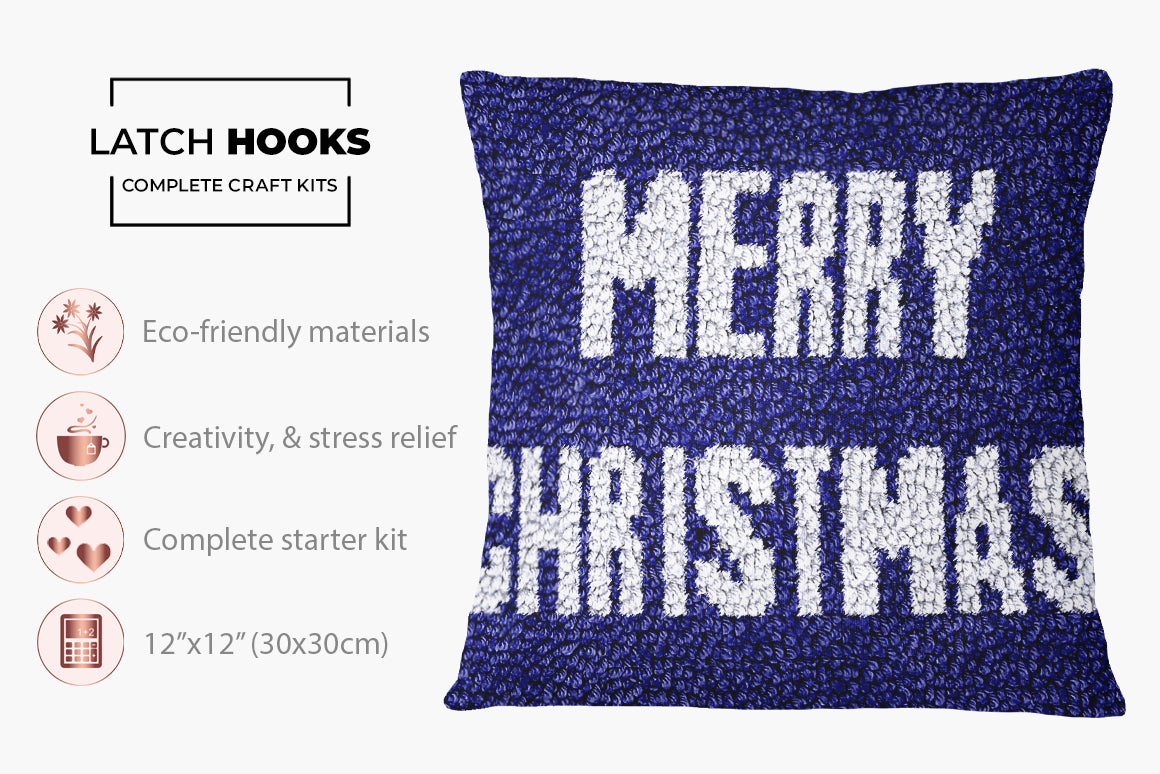 Festive Blue Doormat - Latch Hook Pillow Kit