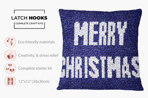 Festive Blue Doormat - Latch Hook Pillow Kit