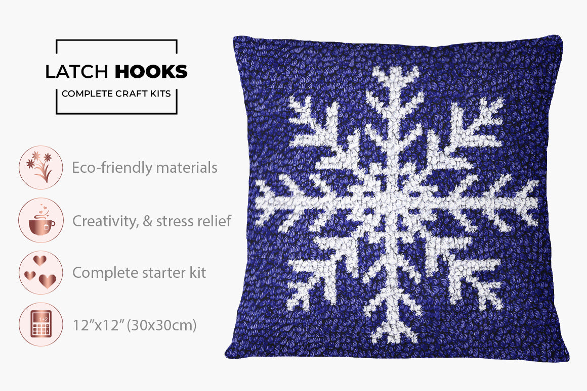 Winter Wonderland Snowflake Art - Latch Hook Pillow Kit