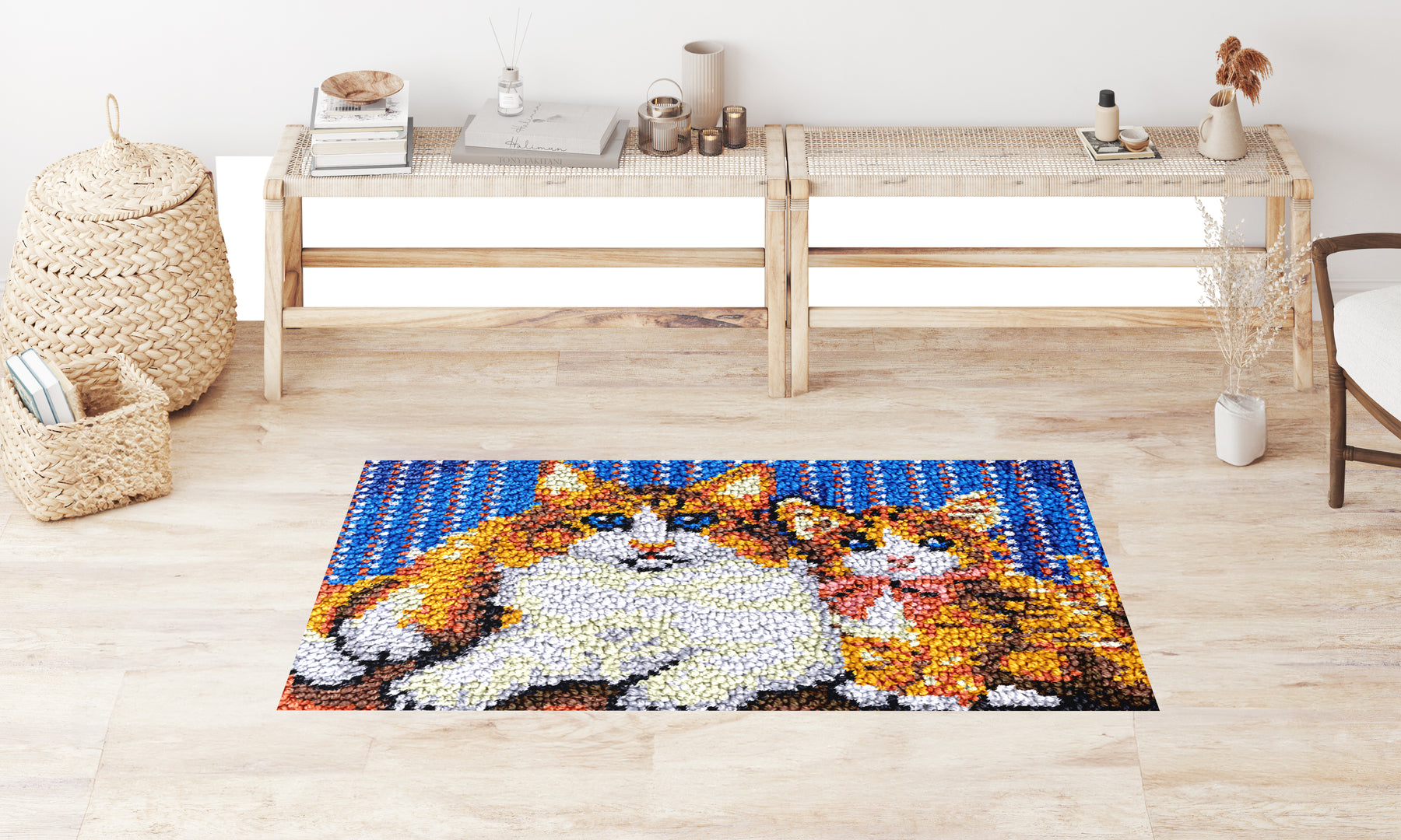 Warm Companionship: A Cat Family Portrait - Latch Hook Rug Kit