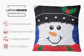 Cheerful Snowman Greetings - Latch Hook Pillow Kit