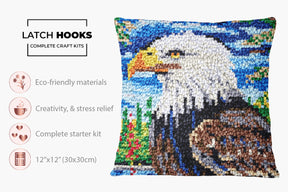 Majestic Eagle: A Nature's Emblem - Latch Hook Pillow Kit