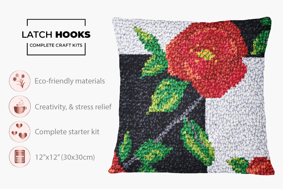 Bold Blossom Tapestry - Latch Hook Pillow Kit