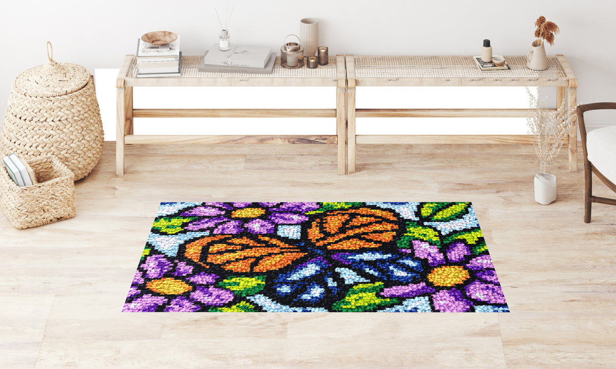 Colorful Butterfly Garden - Latch Hook Rug Kit