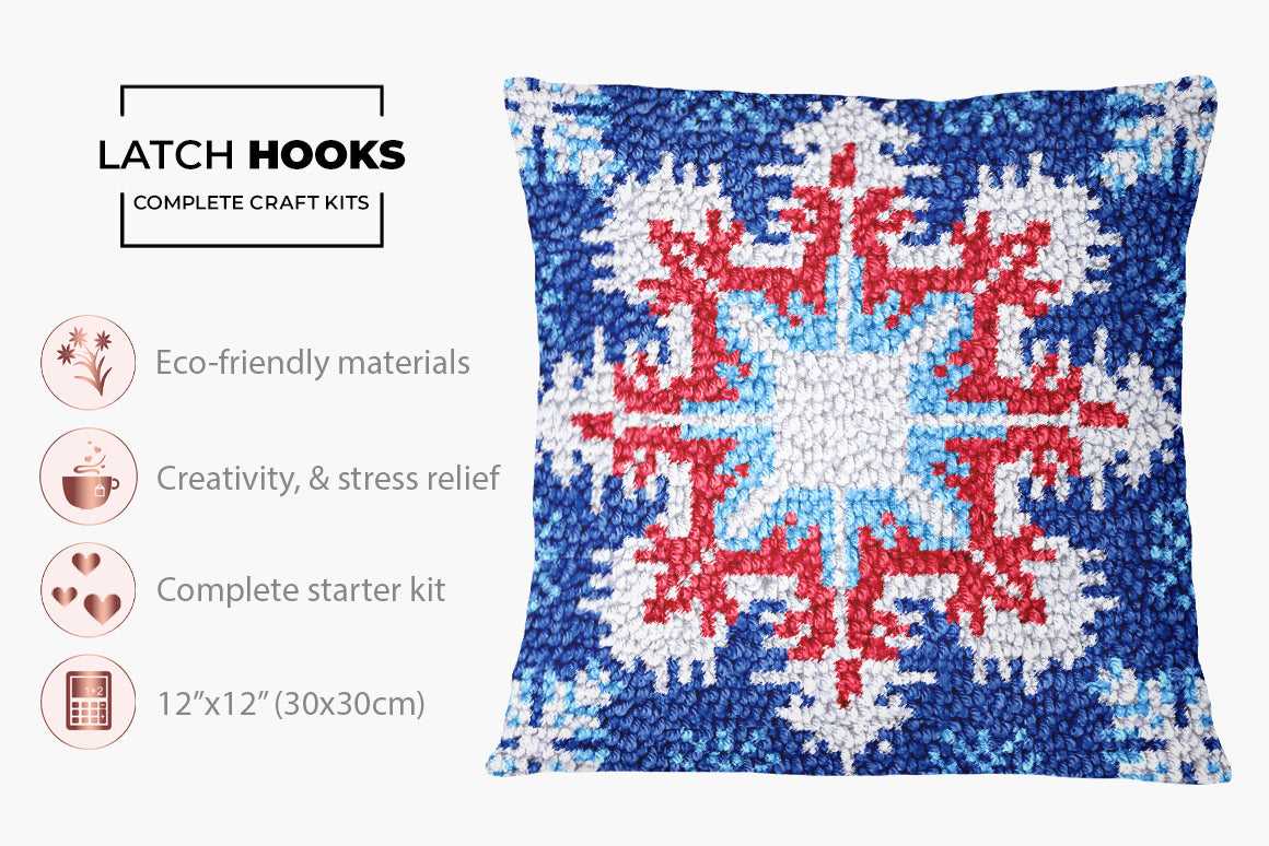 Winter Wonderland Snowflake - Latch Hook Pillow Kit