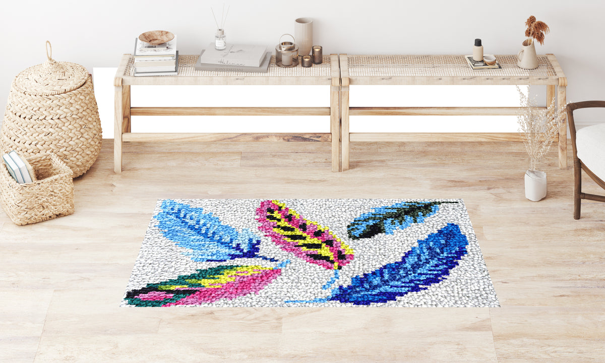 Vibrant Feather Mosaic - Latch Hook Rug Kit