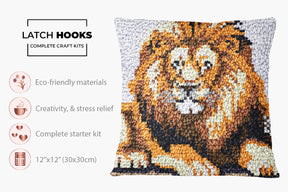 Majestic Lion in Wool - Latch Hook Pillow Kit