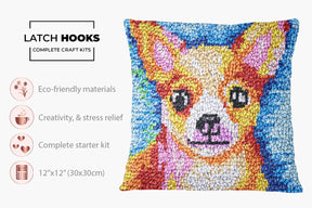 Vibrant Pooch - Latch Hook Pillow Kit