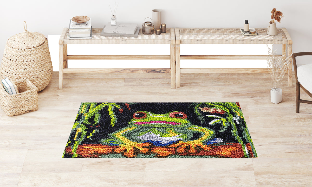 Whimsical Frog Art - Latch Hook Rug Kit