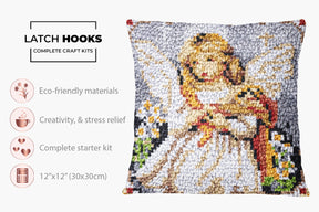 Serene Guardian Angel - Latch Hook Pillow Kit