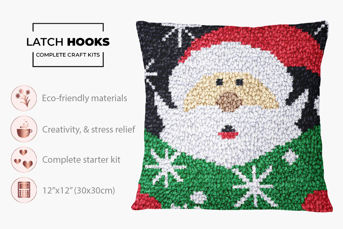 Festive Santa's Magic - Latch Hook Pillow Kit