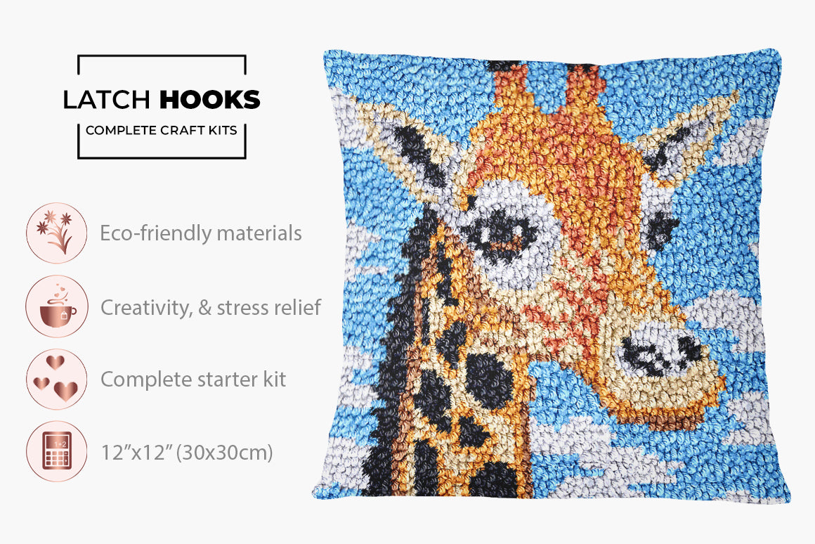 Giraffe Wonder - Latch Hook Pillow Kit