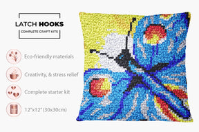 Colorful Butterfly Dream - Latch Hook Pillow Kit