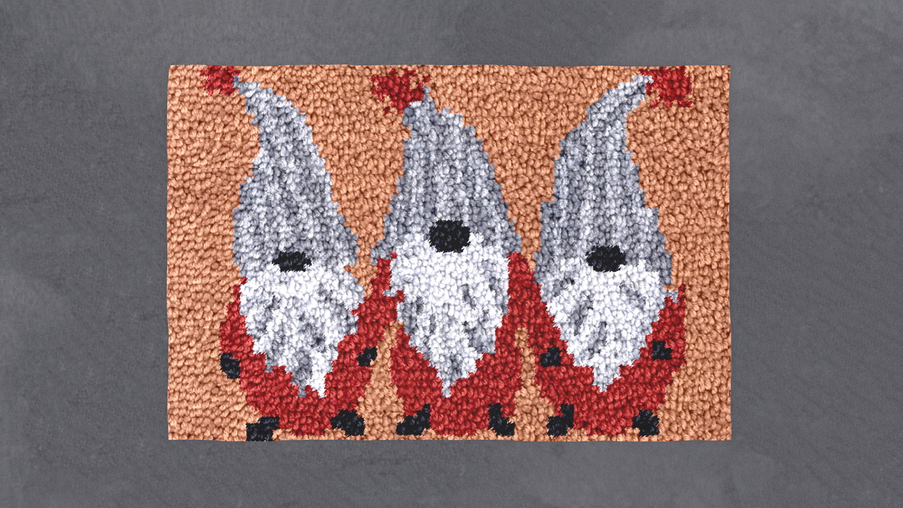 Cheerful Gnome Trio - Latch Hook Rug Kit