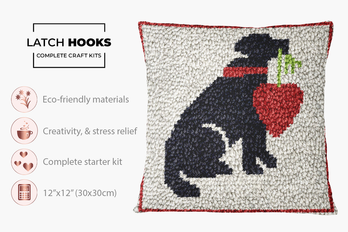 Heartwarming Pooch - Latch Hook Pillow Kit