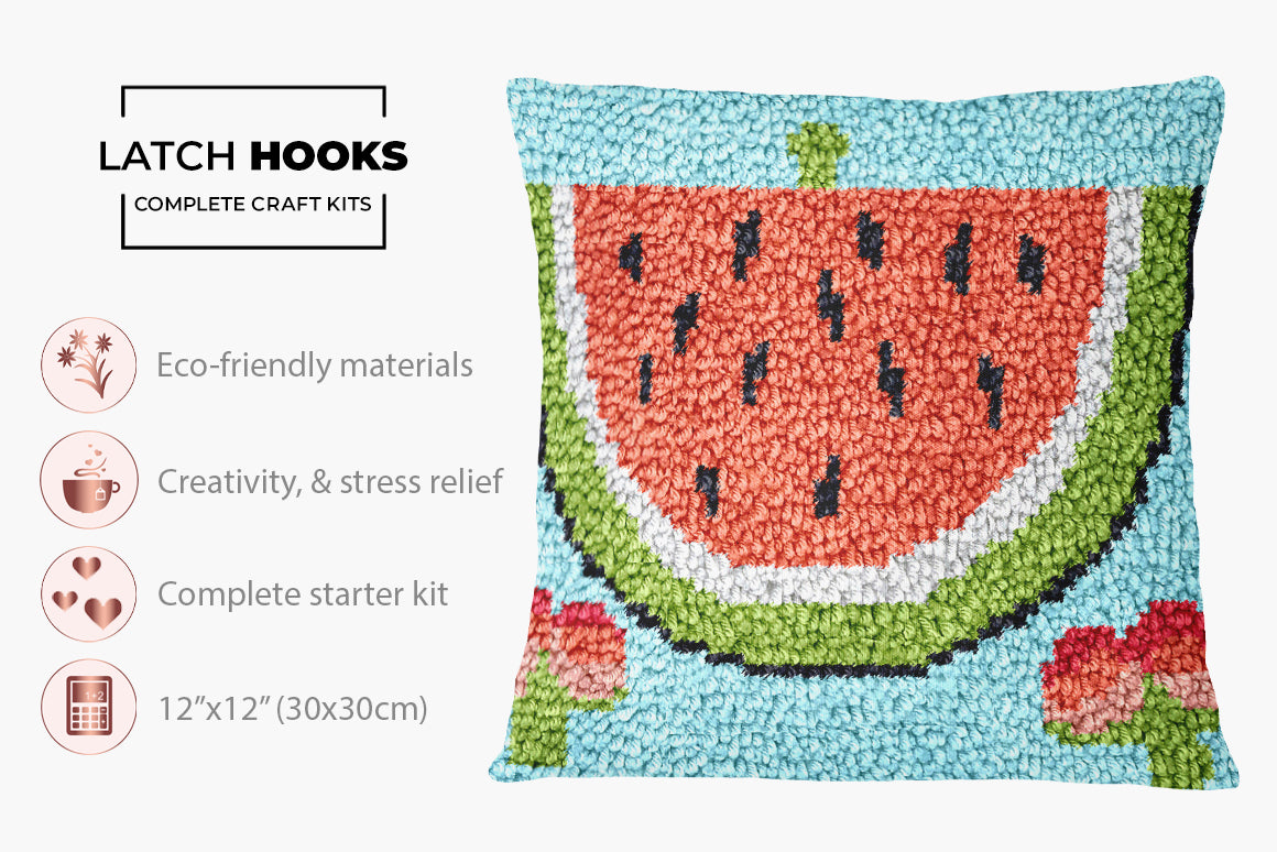 Juicy Watermelon Delight - Latch Hook Pillow Kit