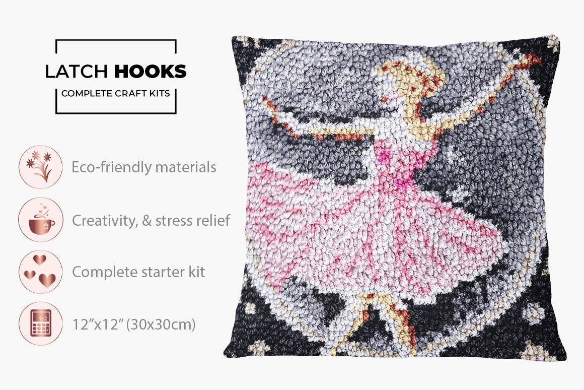 Graceful Dancer in Moonlight - Latch Hook Pillow Kit