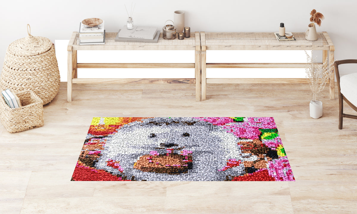 Whimsical Puffball Pup - Latch Hook Rug Kit