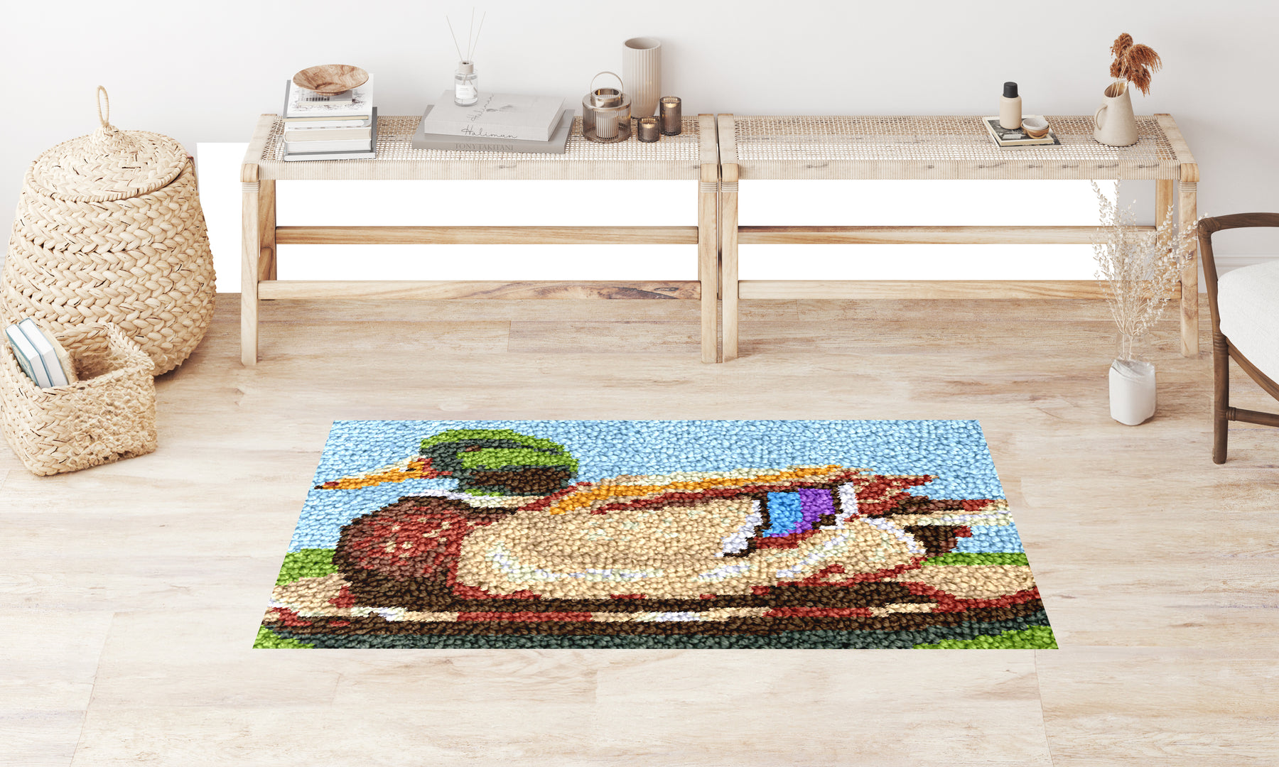 Whimsical Mallard Duck Canvas - Latch Hook Rug Kit