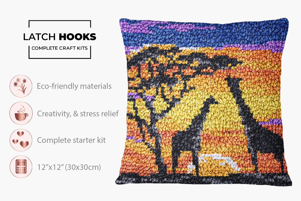 Silhouetted Serengeti - Latch Hook Pillow Kit