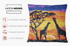 Silhouetted Serengeti - Latch Hook Pillow Kit