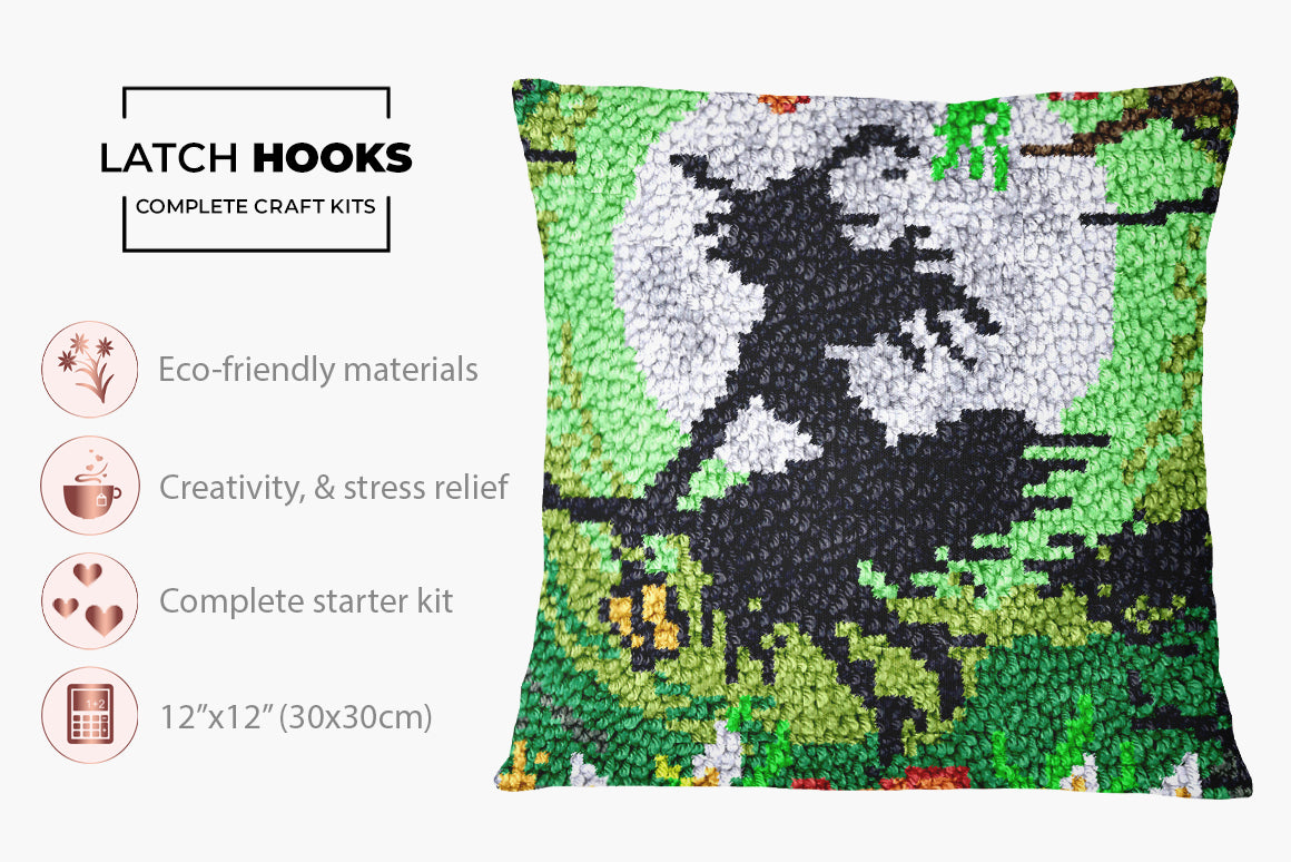 Moonlit Witch - Latch Hook Pillow Kit